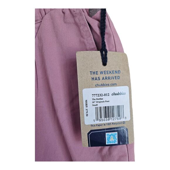CHUBBIES Men S Pants Dahlias Pink Straight Chinos Zipper Elastic Logo 27x30 NEW - Picture 4 of 9
